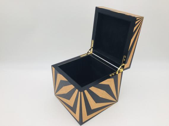 Picture of Black and Orange Veneered Keepsake Box