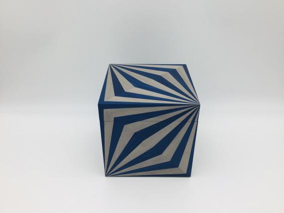 Blue and Grey Veneered Keepsake Box