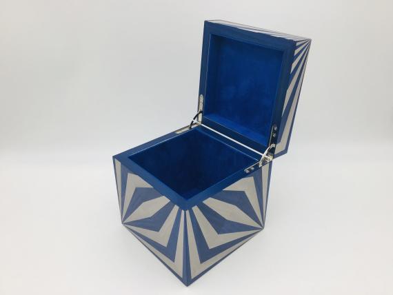 Picture of Blue and Grey Veneered Keepsake Box