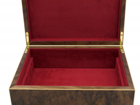 Picture of Walnut Burr Jewellery Box - Red Interior