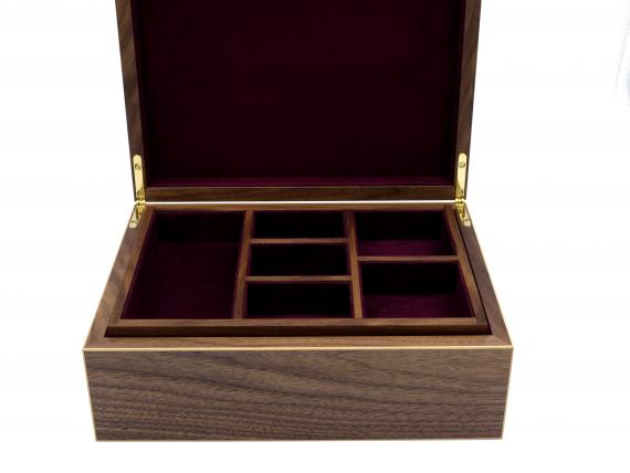 Picture of American Black Walnut Veneered Jewellery Box - Purple Interior