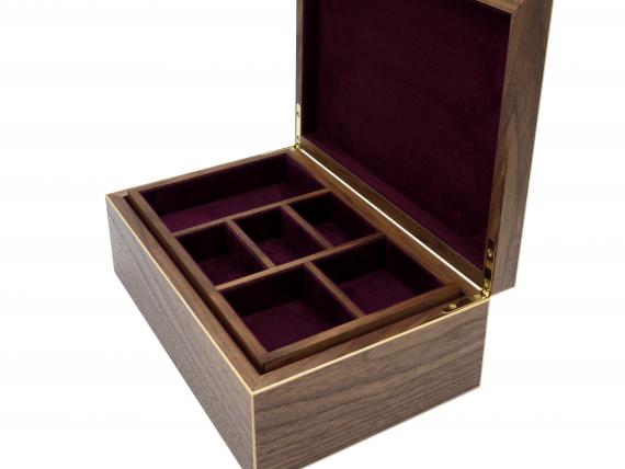 Picture of American Black Walnut Veneered Jewellery Box - Purple Interior