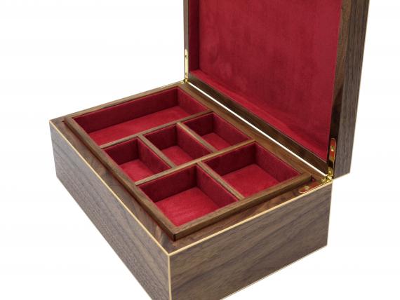 Picture of American Black Walnut Veneered Jewellery Box - Red Interior