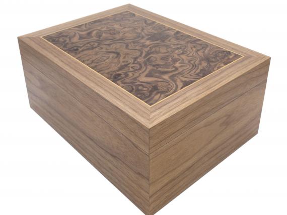 Picture of Black Walnut Document Box with Burr Panel Lid