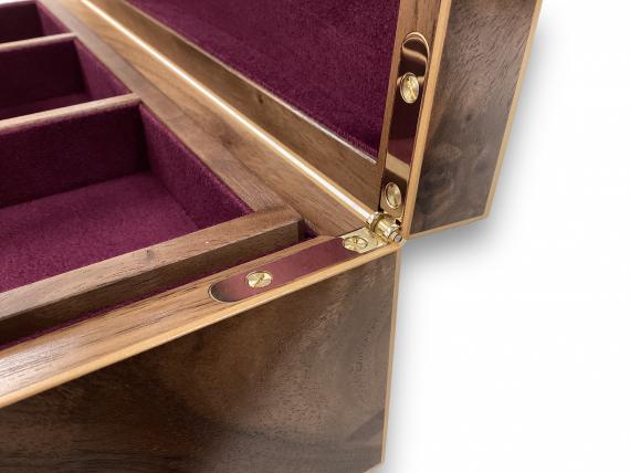 Picture of Walnut Burr Jewellery Box - Purple Interior