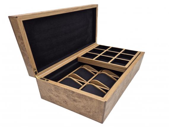 Picture of Burr Oak Eight Watch Box with Cufflink Tray